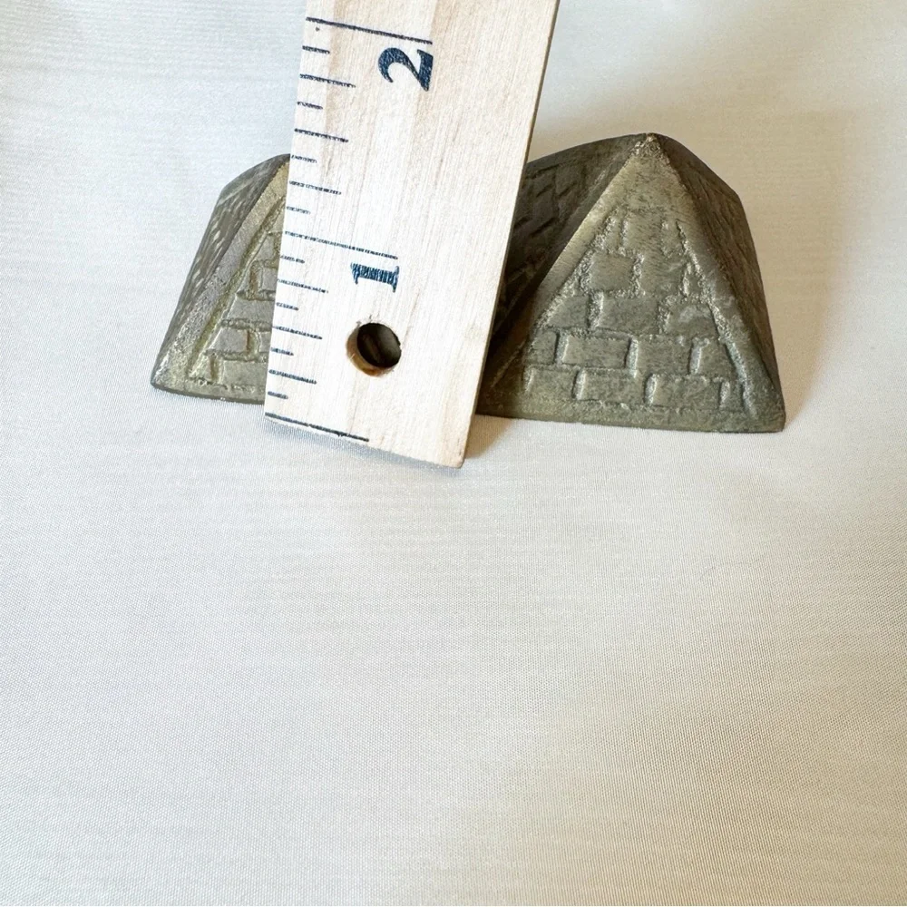 Vintage Small Brass Pyramids Etched Paperweight